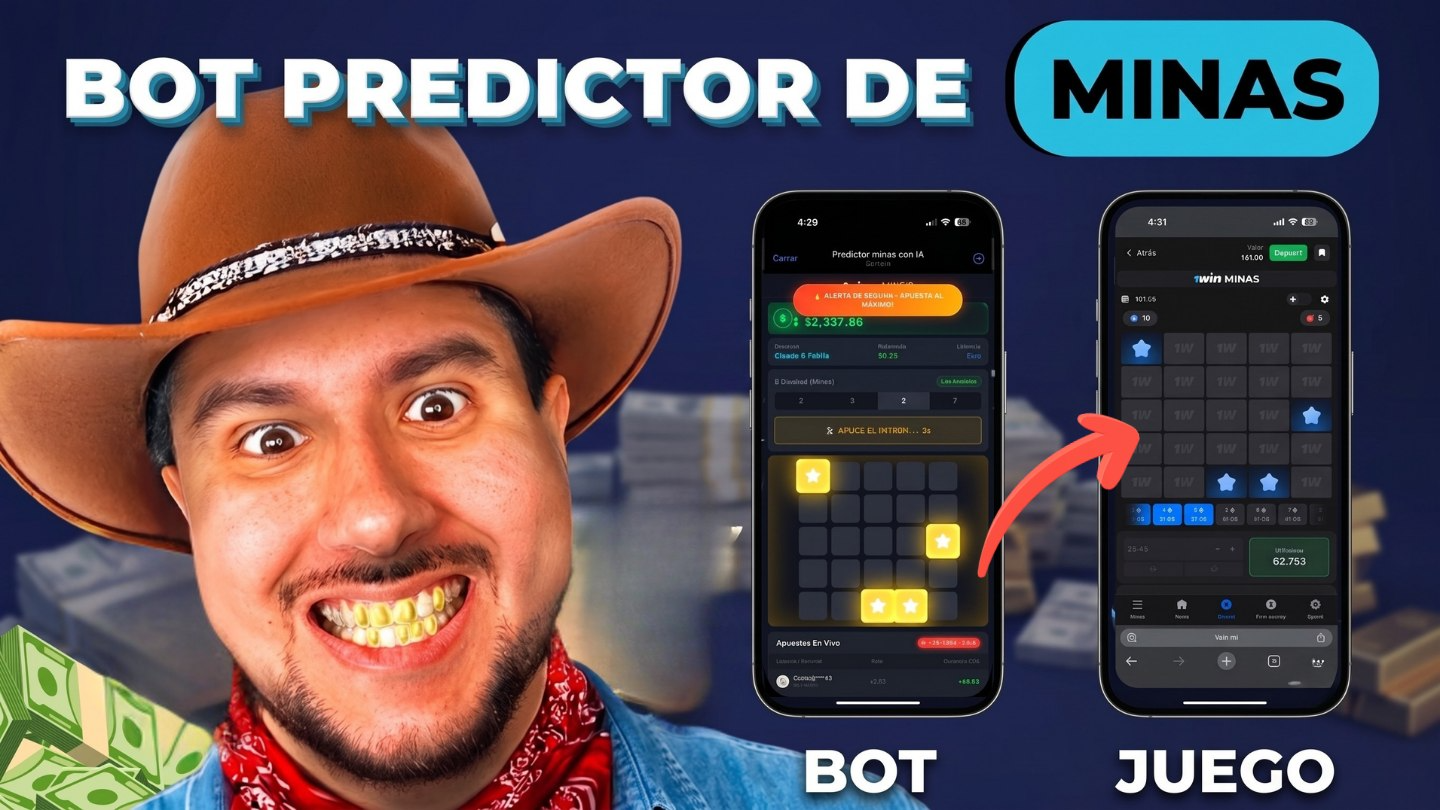 Bot Predictor de Minas mostrando el predictor junto al juego